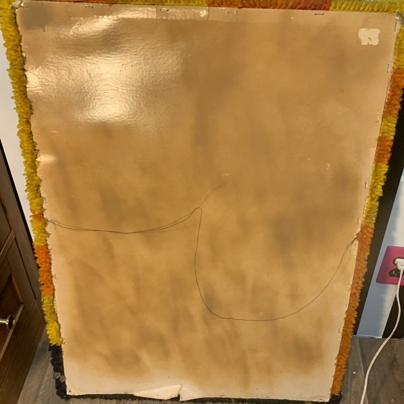 Vintage 70s 36x26 Large Hook & Loop Horse Sunset Rug Textile Wall Hanging Decor - Picture 7 of 17